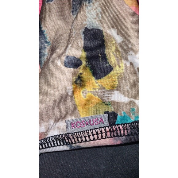 KOS USA Floral Multicolor Cropped Active Workout Leggings Size Medium - Picture 3 of 6